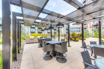 Backyard grilling terrace with patio seating